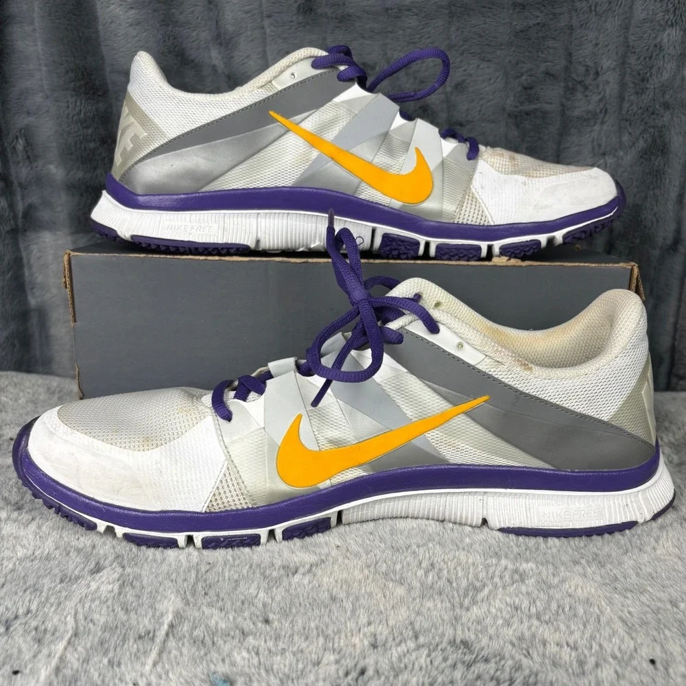 Nike Free 5.0 NikeID Mens Training Shoes White Purple Gold 535990-991 Size 14